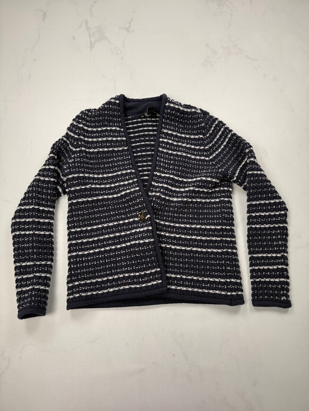 Ann Taylor Cardigan Sweater Navy Modern Classic Style - Womens XS